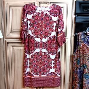 London Times Red Pink‎ Print Dress - Size 10 - New With Tags!